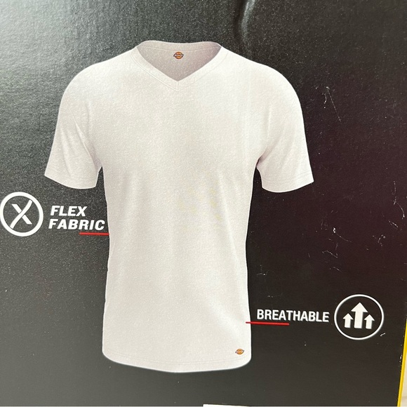Dickies Men's V-Neck T-Shirts Size Small 5 Pack White Cotton Undershirts - Picture 4 of 6